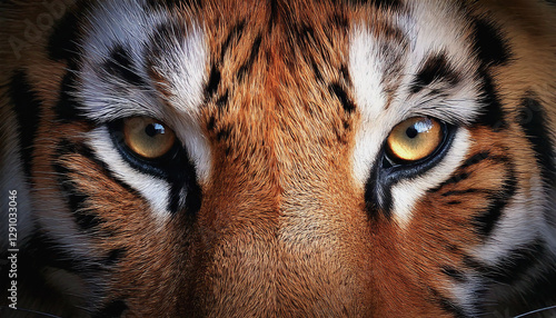 Close-Up of Tiger's Eye, Focused and Fierce, Illustrating Power and Predatory Intensity
