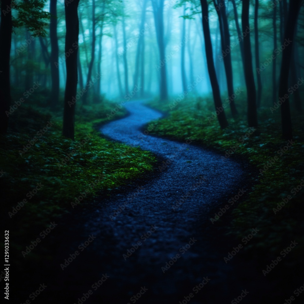 Obraz premium A winding path through a misty forest