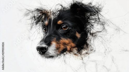 Wallpaper Mural Creative art digital, drawing of portrait of young black dog on white background Torontodigital.ca