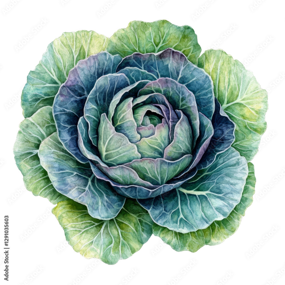 Obraz premium Vibrant green cabbage showcasing intricate leaf patterns against a clean transparent backdrop ready for culinary use, slice cabbage isolated on transparent background