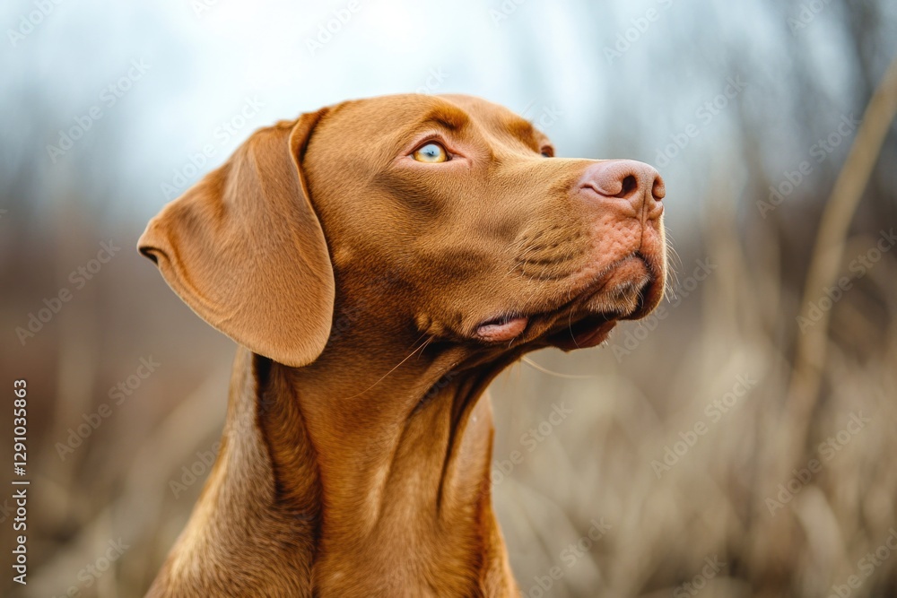A close-up shot of a dog gazing upwards A close-up shot of a dog gazing upwards
