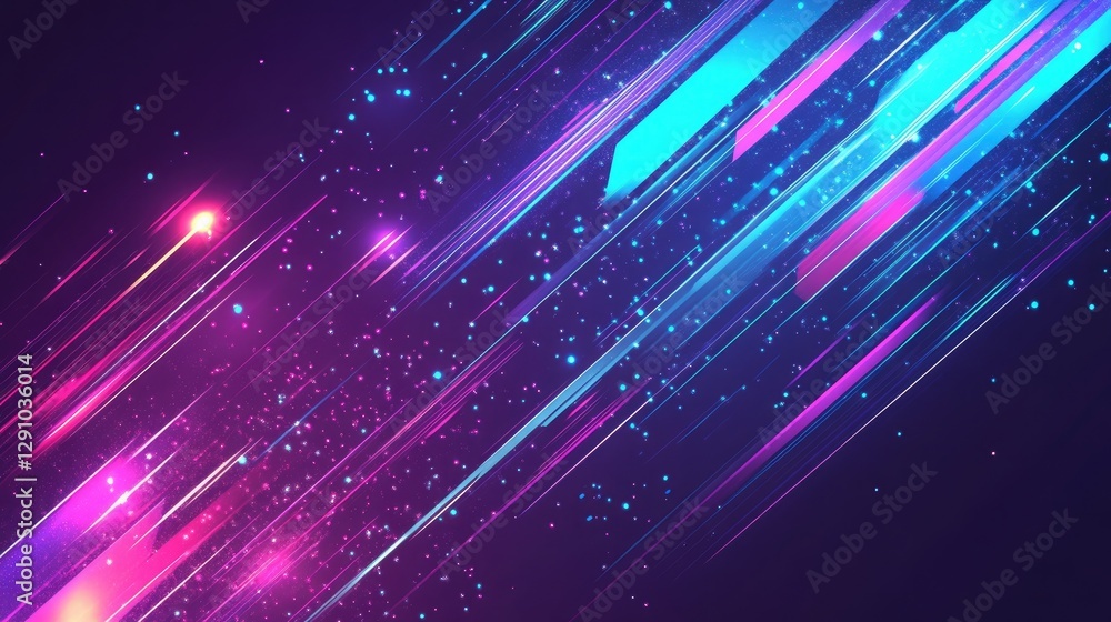Obraz premium Vibrant Neon Streaks and Particles in a Cosmic Digital Art