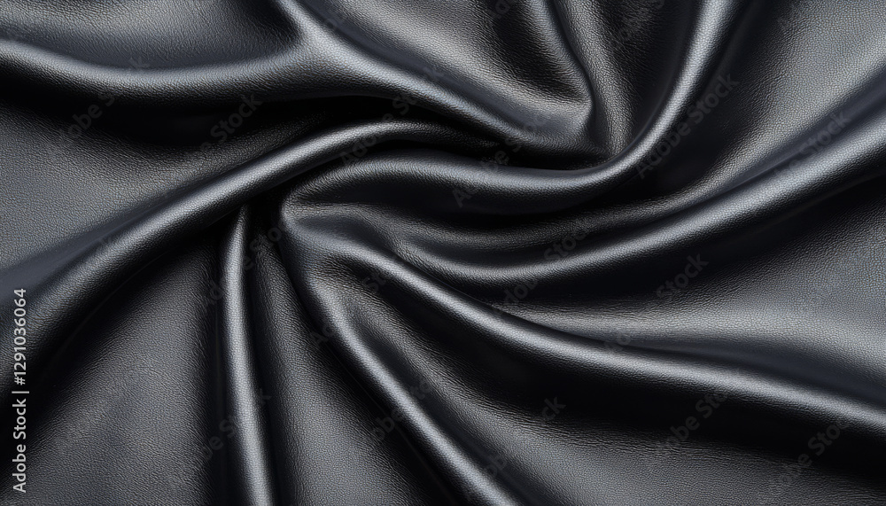 Fototapeta premium Luxurious black leather fabric with smooth texture and elegant drape