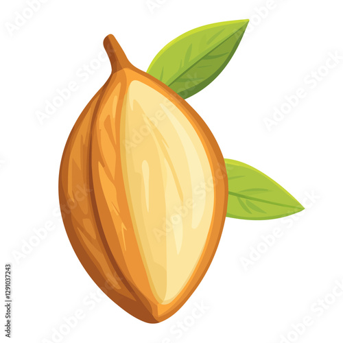 Minimalist flat illustration of an Almond, featuring a clean design isolated on a white background.

