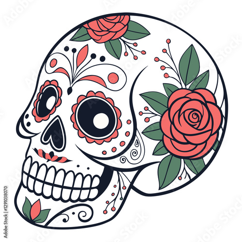 Mexican Dia De Los Muertos Sugar Skull Vector