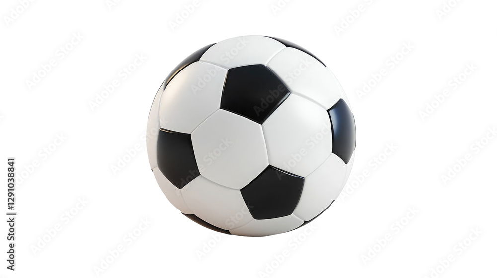 Classic black and white soccer ball placed on a clean white background ready for play or training in any season,cut out Classic black and white soccer ball placed on a clean white background ready for play or training in any season,cut out