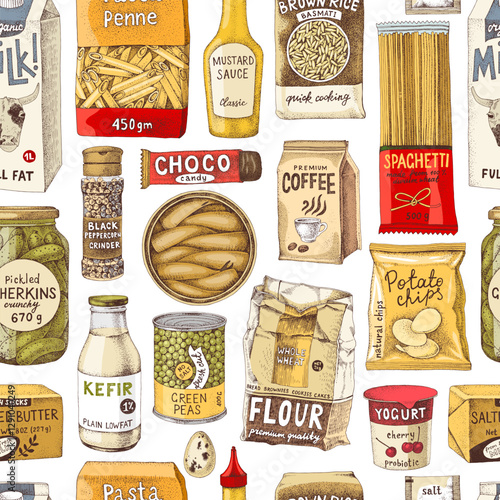 Seamless pattern of food packaging