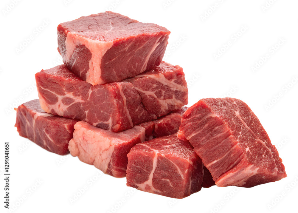 Fototapeta premium Beef Cubes, Fresh Beef Cubes, beef, cubes, fresh, white, meat, raw, natural, organic, juicy, tasty, nutritious, bright, rich, savory, crisp, delicious, wholesome, pure, elegant, flavorful, sunny