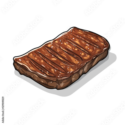 Minimalist flat illustration of Carne asada, featuring a clean design isolated on a white background.

