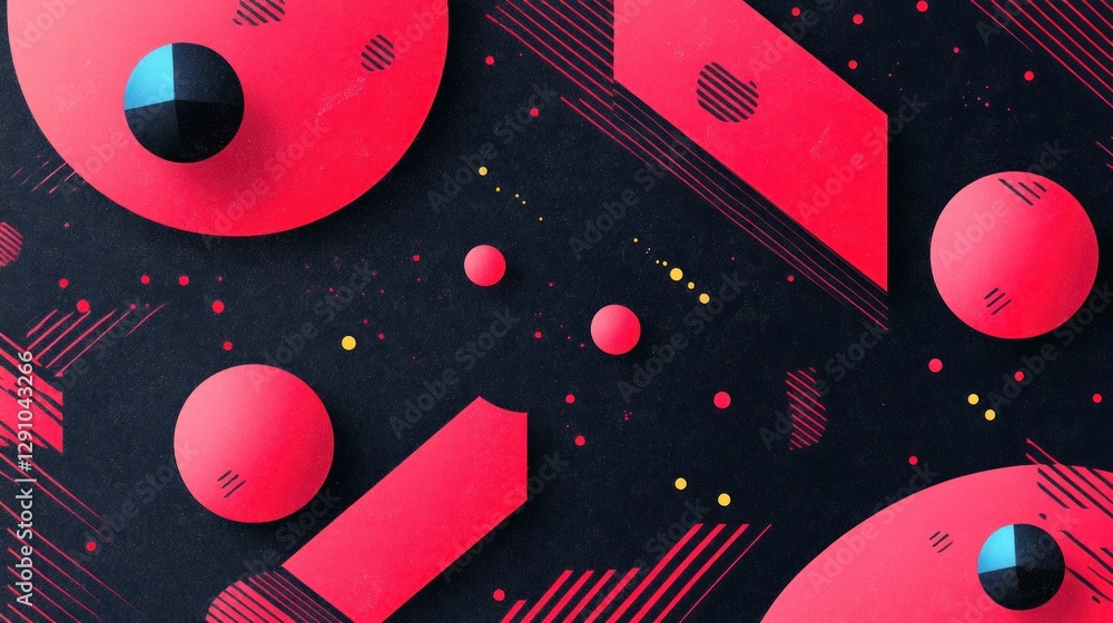 Obraz premium Abstract geometric shapes, 3D forms, vibrant colors. Background pattern. Visual representation of digital art or design concepts.