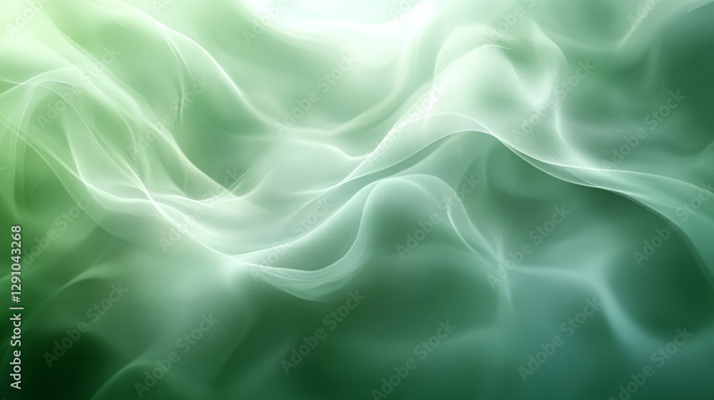 Obraz premium Soft Green Flowing Fabric with Gentle Light