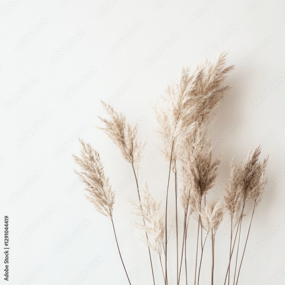 Dried pampas grass on white background Dried pampas grass on white background