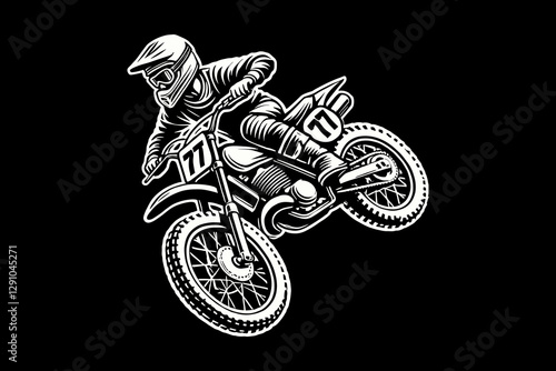 motocross riders dark art black and white illustration design