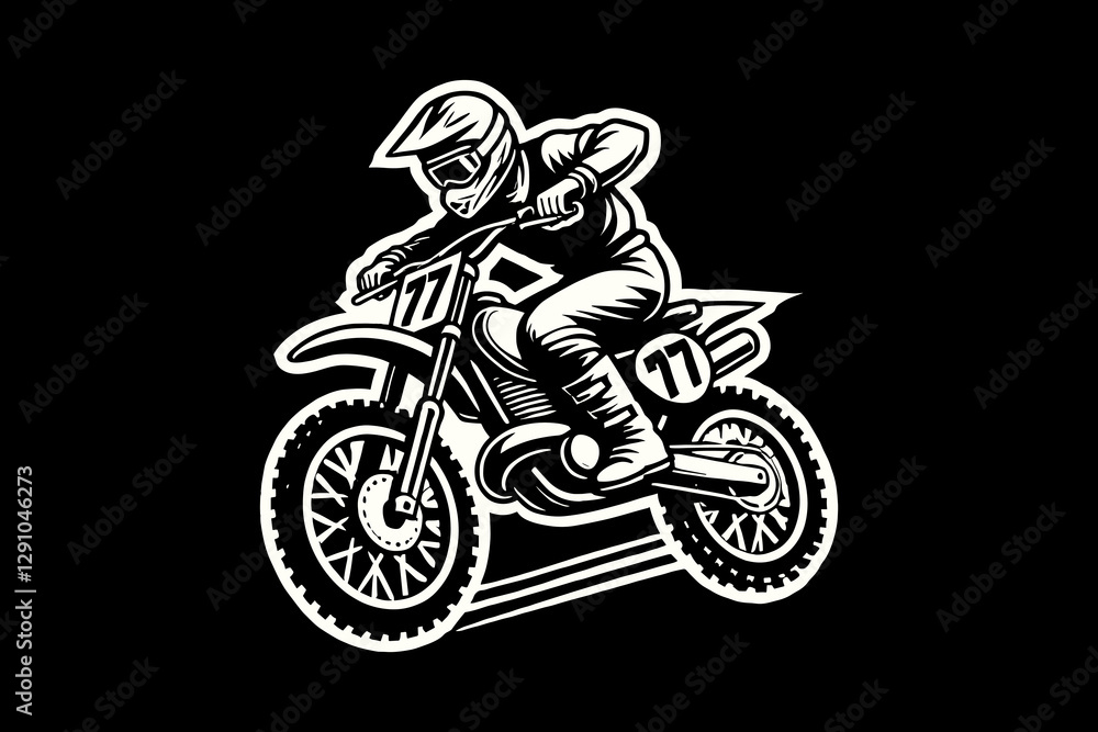 motocross riders dark art black and white illustration design motocross riders dark art black and white illustration design