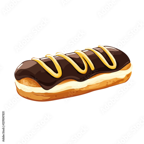 Minimalist flat illustration of Éclair, featuring a clean design isolated on a white background.

