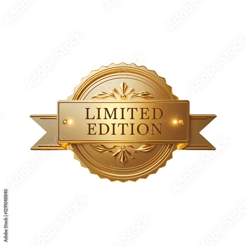 A glowing LIMITED EDITION badge with elegant design, premium label for exclusive products and special releases