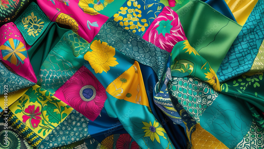 Obraz premium background of printed fabric with a variety of colour patterns