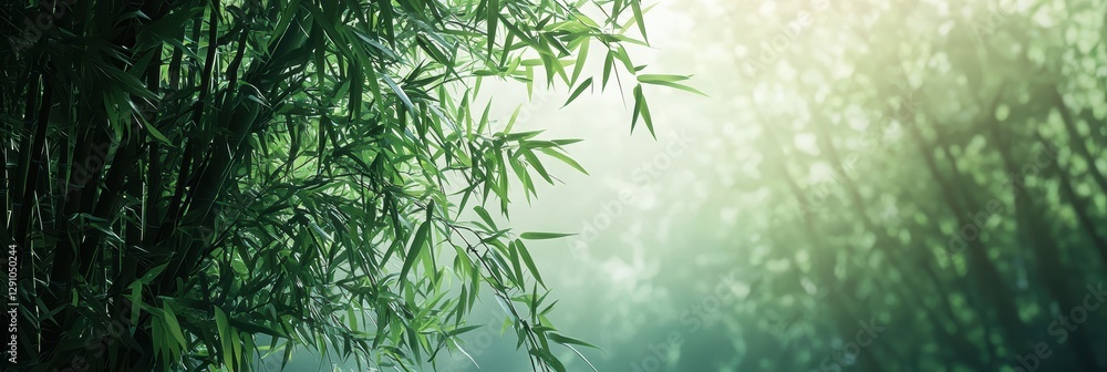 3d background minimalistic mockup with space for text, serene bamboo forest with soft morning light filtering through 3d background minimalistic mockup with space for text, serene bamboo forest with soft morning light filtering through