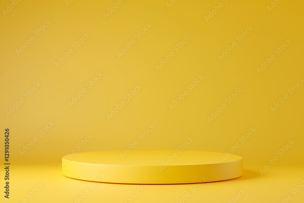 Empty round, yellow podium shape, for product demonstration, on a yellow background, minimalism. Empty round, yellow podium shape, for product demonstration, on a yellow background, minimalism.