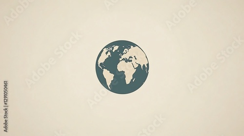 Global Earth Icon on Beige Background, Website Design