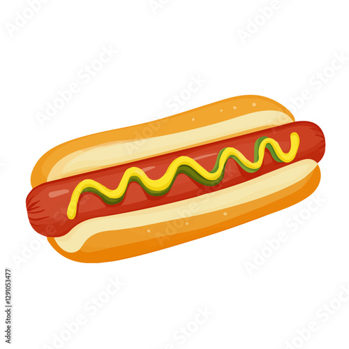 Minimalist flat illustration of Hot Dog, featuring a clean design isolated on a white background.

