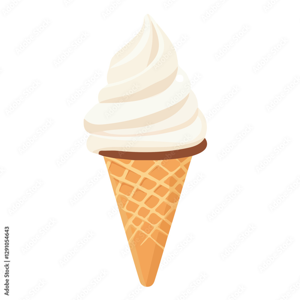 Minimalist flat illustration of Ice Cream Cone, featuring a clean design isolated on a white background.
Minimalist flat illustration of Ice Cream Cone, featuring a clean design isolated on a white background.