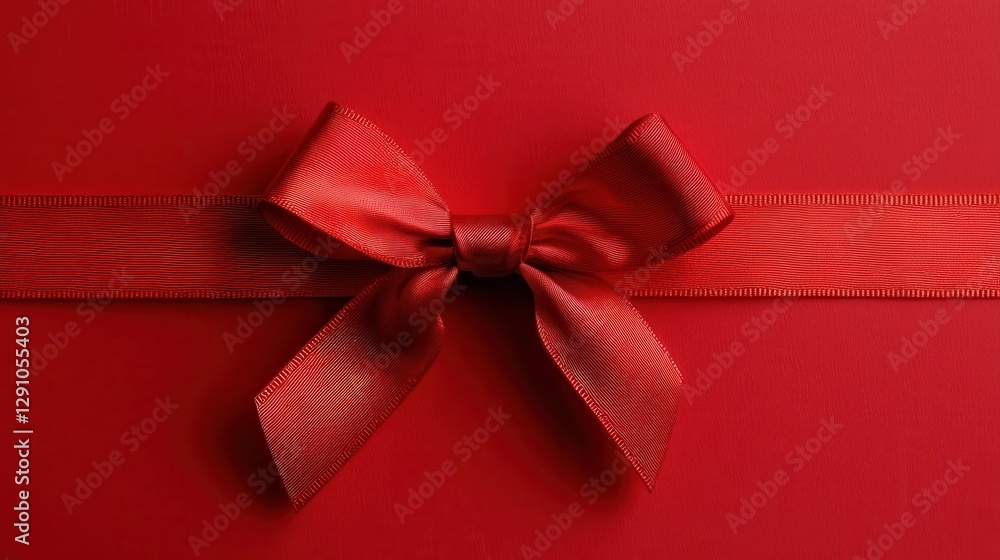 A vibrant red background features a neatly tied ribbon bow, creating a festive and elegant presentation. A vibrant red background features a neatly tied ribbon bow, creating a festive and elegant presentation.
