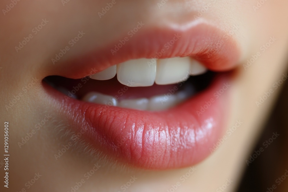 Obraz premium A person's mouth with a toothbrush, a compact and informative description