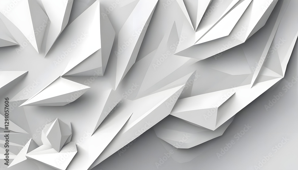 Sculptural white geometric shapes create abstract patterns on a smooth gray background in a contemporary design Sculptural white geometric shapes create abstract patterns on a smooth gray background in a contemporary design