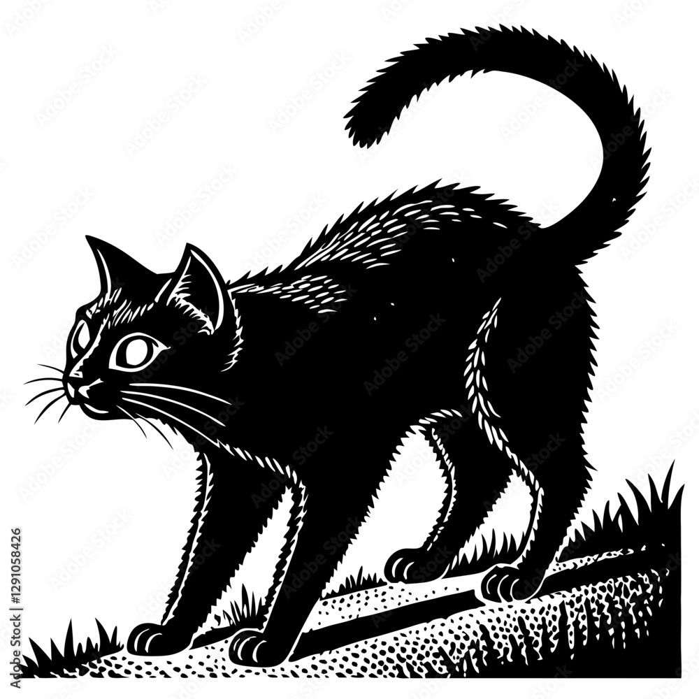 Obraz premium black cat vector illustration