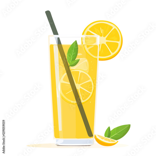 Minimalist flat illustration of Lemon spritzer, featuring a clean design isolated on a white background.

