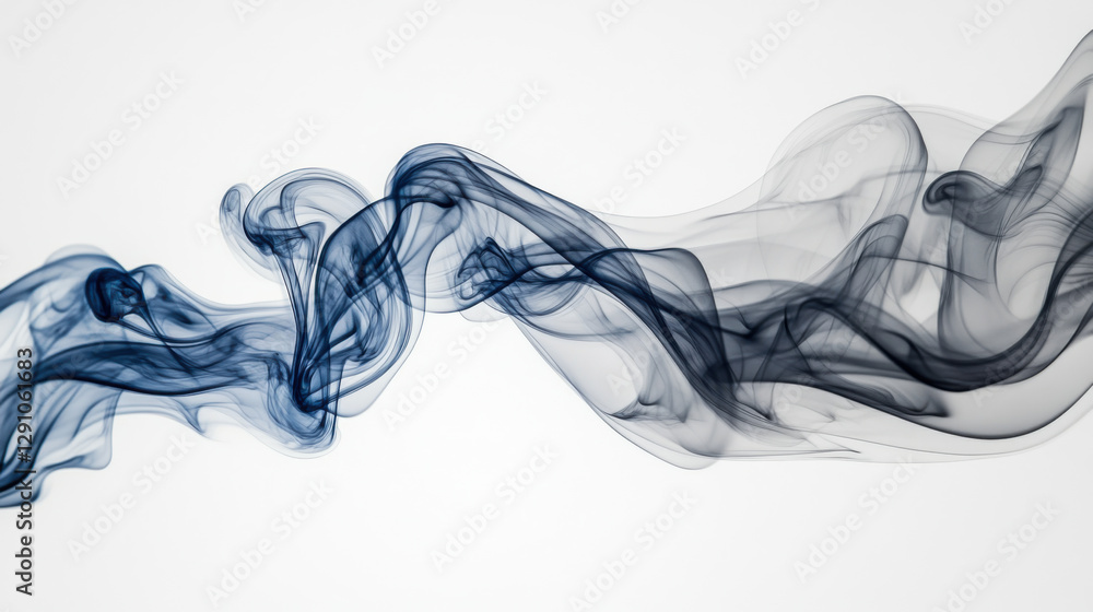 Fototapeta premium Elegant Flowing Smoke Patterns on a White Background for Creative Design and Art Projects
