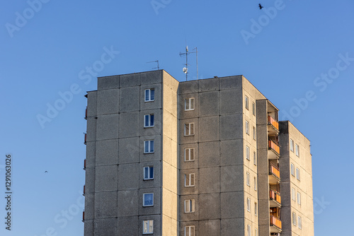 Obraz na płótnie Facade of Great Panel type of apartment building in Goclaw area of Warsaw, Poland w salonie
