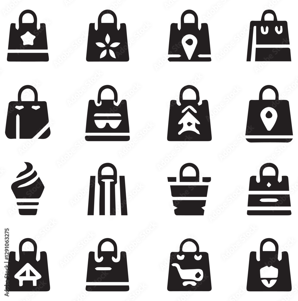 Fototapeta premium Shopping Bag Silhouette Vector on a White Background