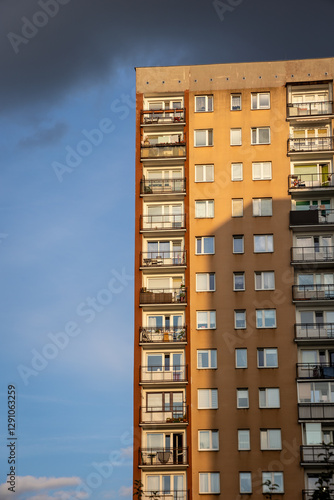 Obraz na płótnie Old Great Panel type of apartment building in Goclaw area of Warsaw, Poland w salonie