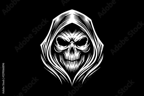 grim reaper tattoo dark art black and white illustration design