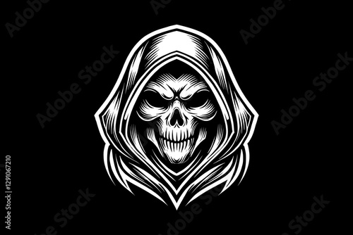 grim reaper tattoo dark art black and white illustration design