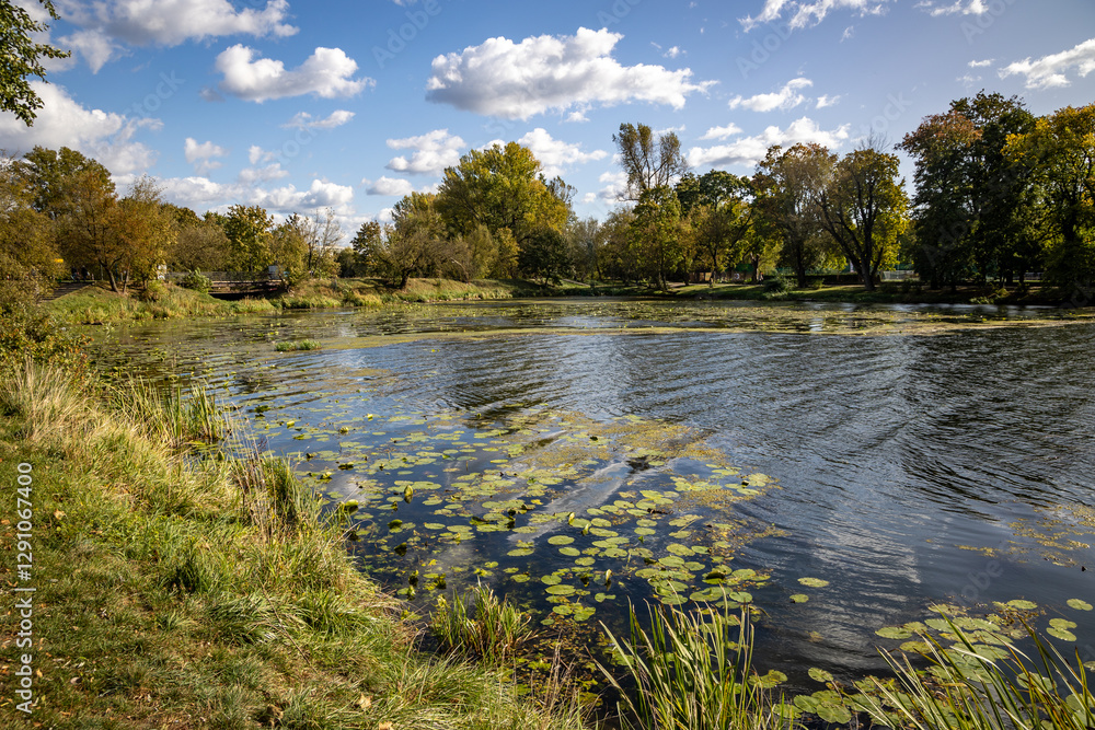 Kaminowskie Lake in Skaryszew Park in South Praga district of Warsaw city, capital of Poland