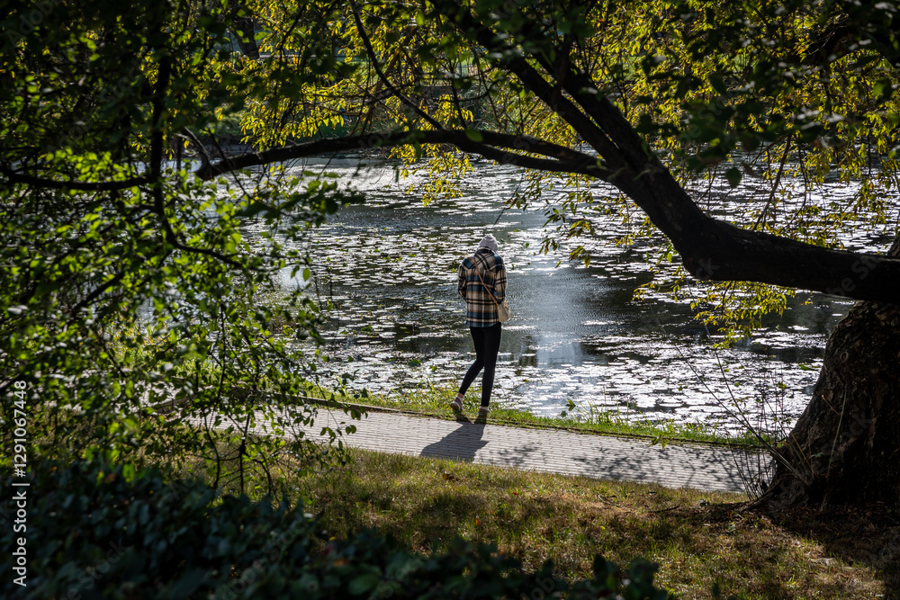 Kaminowskie Lake in Skaryszew Park in South Praga district of Warsaw city, capital of Poland