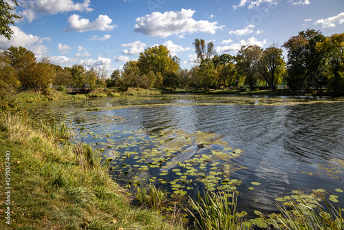 Obraz na płótnie Kaminowskie Lake in Skaryszew Park in South Praga district of Warsaw city, capital of Poland w salonie