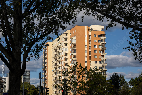 Obraz na płótnie Apartment building in Goclaw area of Warsaw city, capital of Poland w salonie