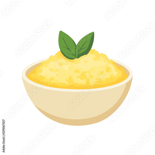 Minimalist flat illustration of Polenta, featuring a clean design isolated on a white background.

