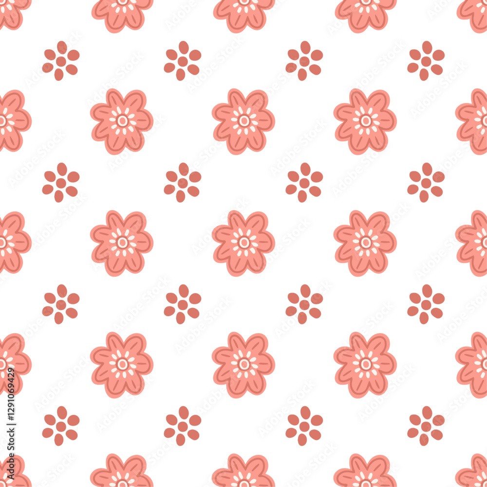Hand-drawn flowers symple style. Seamless vector pattern. Hand-drawn flowers symple style. Seamless vector pattern.