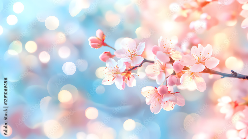 A soft pastel background with delicate cherry blossoms and bokeh lights
A soft pastel background with delicate cherry blossoms and bokeh lights