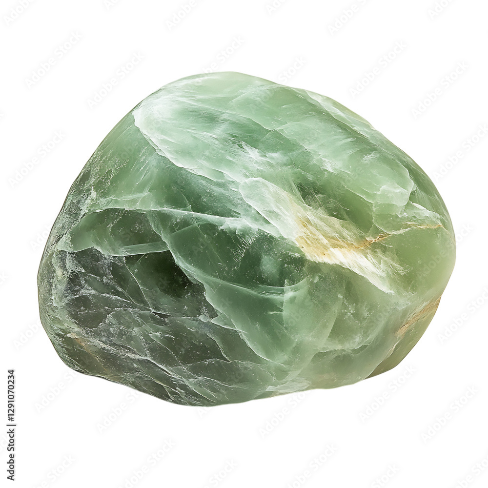 Fototapeta premium Green Calcite Stone Isolated on Transparent Background
