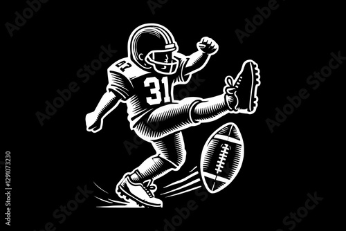 football kids dark art black and white illustration design