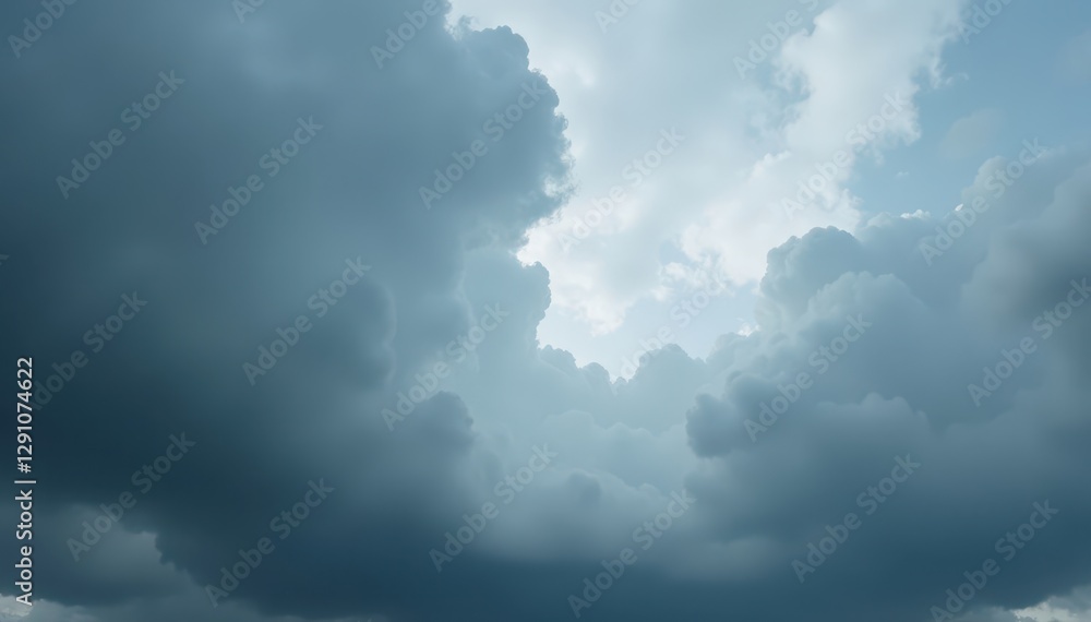 Obraz premium Thick, leaden gray clouds create a completely overcast sky , aerial, grey, no sun