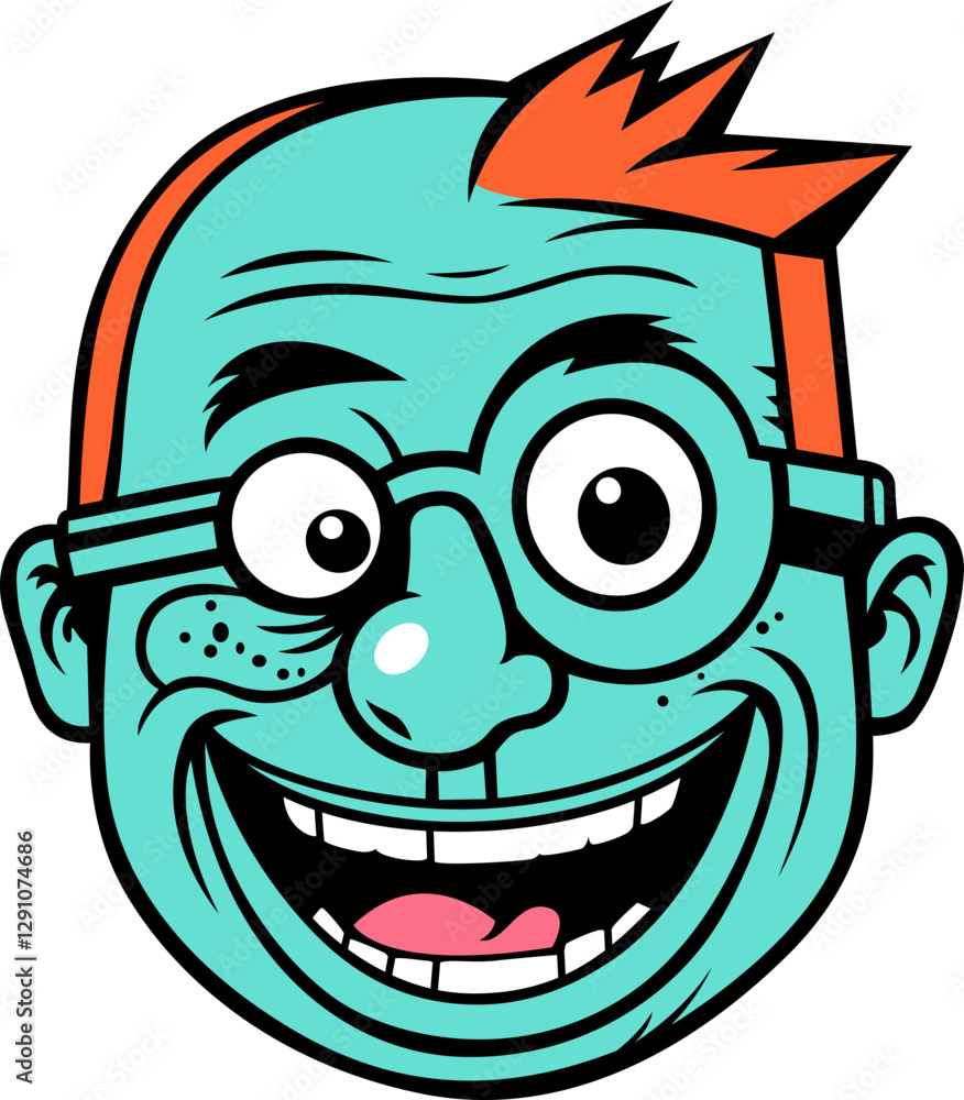blue funky emoji hand drawn vector image with transparent background blue funky emoji hand drawn vector image with transparent background