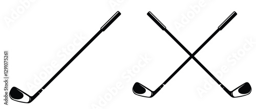 golf club icon. Stick golf icon vector design template. Pair of iron or wedge golf club flat vector icon for sports apps, websites. Crossed Stick Golf Badge Logo Graphic.