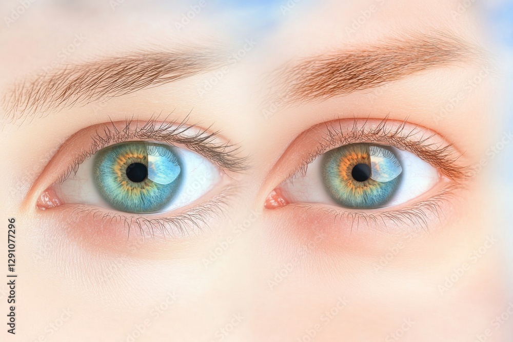 Naklejka premium Exploring vision and blindness through contrasting open and closed eyes